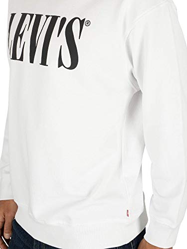 Levi's Relaxed Graphic Crewneck Sudadera, White (90's Serif Logo Crew White 0000), Large para Hombre