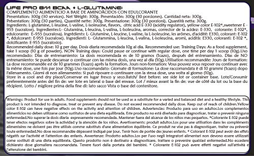 Life Pro BCAA 8:1:1 con glutamina Ajinomoto para el aumento y recuperación muscular – Aminoácidos ramificados BCAA y glutamina para evitar el catabolismo y la fatiga muscular – 300 gr – Sabor limón