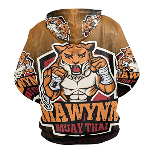 Lindo Tigre De Muay Tha Sudadera con Capucha para Hombre Mujer 3D Impresión Hoodies Mangas Largas Sweatshirt Sweat Sudaderas Pullover