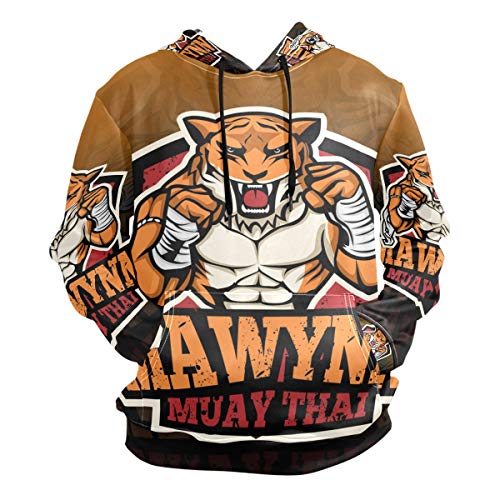 Lindo Tigre De Muay Tha Sudadera con Capucha para Hombre Mujer 3D Impresión Hoodies Mangas Largas Sweatshirt Sweat Sudaderas Pullover