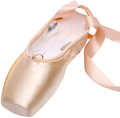 LINNUO Pointe Zapatos de Ballet Pointe Ballet Zapatillas de Ballet de Danza Baile con Cintas