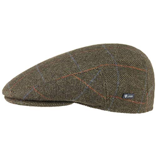 Lipodo Gorra Estampado a Cuadros - Gorra con Lana Forrada - Made in Italy - Tallas 49-61 cm - Gorra de Hombre con Pico - Gorra otoño/Invierno Verde Oliva 56 cm