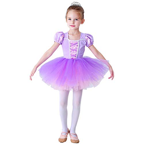 Lito Angels Niñas Tutús de Ballet Bailarina Danza Disfraz Ropa de Baile Princesa Rapunzel Vestido 5-6 años Morado