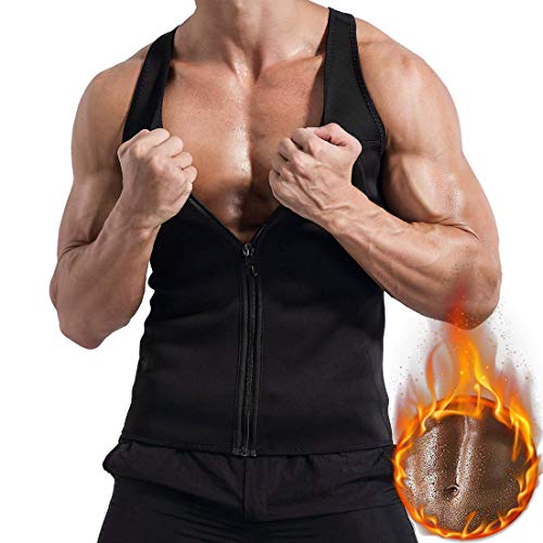 Litthing Chaleco Deportivo para Hombres Faja Reductora Adelgazante Térmica Compresión Muscular Vest para Quemar Grasa Pérdida de Peso Sudoración Sauna Gimnasio con Cremallera(Negro, S)