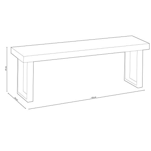 Loft, Banco para Mesa de Comedor, Asiento Auxiliar, Acabado en Roble Salvaje y Blanco, Medidas: 120 cm (Ancho) x 34 cm (Fondo) x 47 cm (Alto)