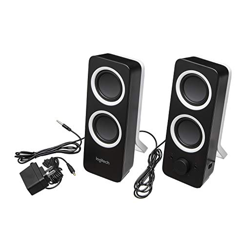 Logitech Z200 2.0 Altavoces Estéreo, 10 Vatios, Sonido Estéreo Detallado, Graves Ajustables, Conexión 2 Dispositivos, Entrada Audio 3.5 mm, Controles Sencillos, Enchufe EU, TV/PC/Móvil/Tablet, Negro