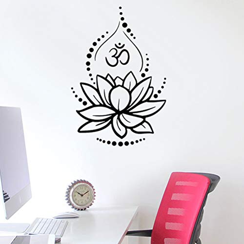 Loto Creativo Vinilo Tatuajes de Pared Om Signo Vinilo Pegatinas de Pared Yoga Meditación Tatuajes de Murales Extraíble Art Room Decor