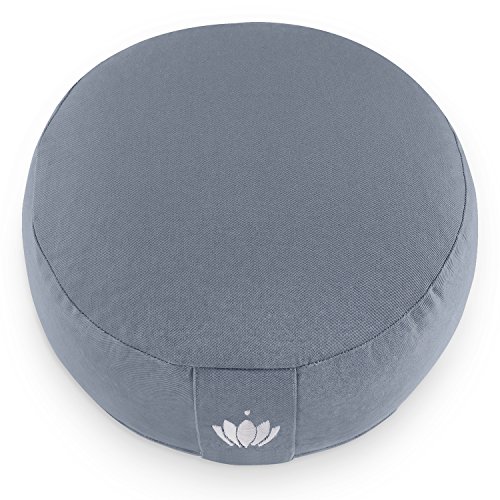 Lotuscrafts Cojin Meditacion Yoga Lotus - Altura 15 cm - Relleno de Espelta - Cubierta en Algodon Lavable- Zafu Meditación - Cojin Suelo Redondo - Cojin Yoga - Meditation Cushion - Certificado Gots