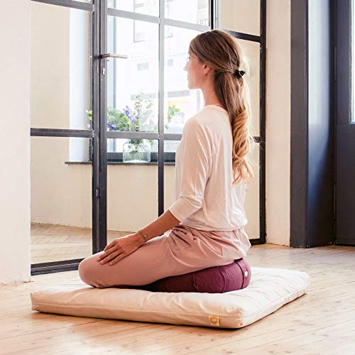 Lotuscrafts Cojin Zafu Meditación Yoga Kapok Delight - Altura 15 cm - Relleno de Kapok - Cubierta en Algodon Lavable- Cojin Yoga Zafu - Cojin Suelo Redondo - Meditation Cushion - Certificado Gots