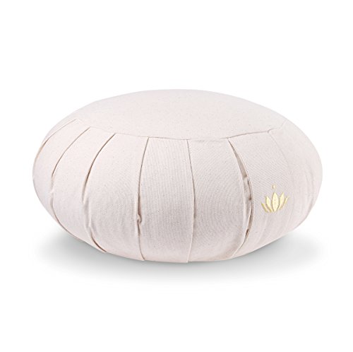 Lotuscrafts Cojin Zafu Meditación Yoga Zen - Altura 15 cm - Relleno de Espelta - Cubierta en Algodon Lavable- Cojin Yoga Zafu - Cojin Suelo Redondo - Meditation Cushion - Certificado Gots