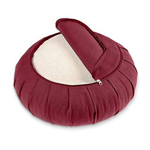 Lotuscrafts Cojin Zafu Meditación Yoga Zen - Altura 15 cm - Relleno de Espelta - Cubierta en Algodon Lavable- Cojin Yoga Zafu - Cojin Suelo Redondo - Meditation Cushion - Certificado Gots