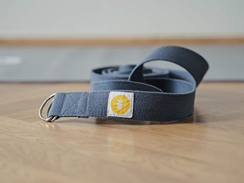 Lotuscrafts Yoga Cinturon Algodon - 100% Algodon (Cultivo Biológico) - Correa Yoga Algodon para Mejores Estiramientos - Cinturón de Yoga con Cierre de Metal - Yoga Strap Belt [250 x 3,8 cm]