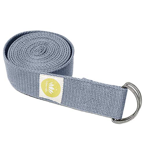 Lotuscrafts Yoga Cinturon Algodon - 100% Algodon (Cultivo Biológico) - Correa Yoga Algodon para Mejores Estiramientos - Cinturón de Yoga con Cierre de Metal - Yoga Strap Belt [250 x 3,8 cm]