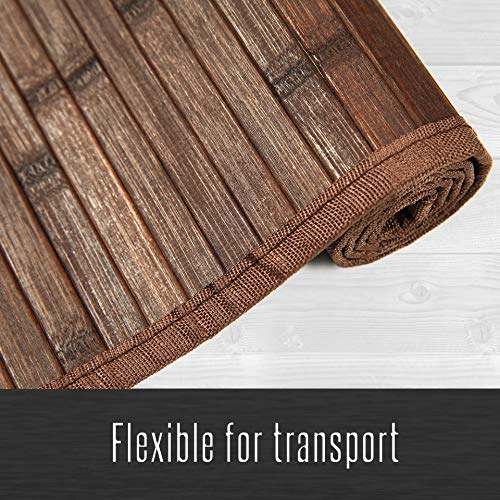 LucaHome – Alfombra bambú Uganda Ideal para Interior o Exterior, Alfombra bambú para Cocina, salón, despacho, Dormitorio con Cenefa, Alfombra de bambú Antideslizante (Chocolate, 60x90cm)