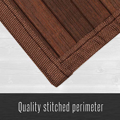 LucaHome – Alfombra bambú Uganda Ideal para Interior o Exterior, Alfombra bambú para Cocina, salón, despacho, Dormitorio con Cenefa, Alfombra de bambú Antideslizante (Chocolate, 60x90cm)