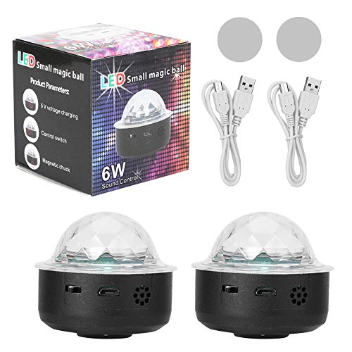 Luces Discoteca Bola, 2pcs Bola LED de Discoteca USB Recargable, Portátil Disco Luz Con 15LED RGB, Cable de datos USB, Lámpara Decorada para Cumpleaños, Discoteca, Fiesta, Bar, Navidad, Coche, Bodas