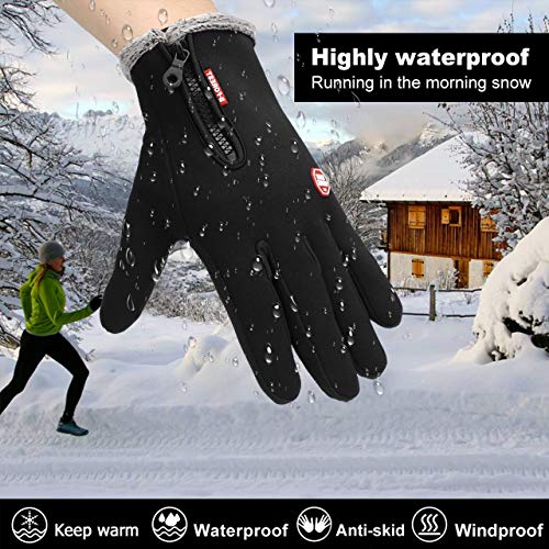 Lzfitpot Guantes de Invierno Cálido Impermeable Pantalla Táctil a Prueba de Viento Antideslizante,para Bicicleta,Moto y Correr al Aire Libre Guantes Calientes,Unisex