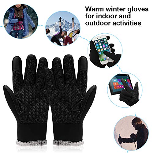 Lzfitpot Guantes de Invierno Cálido Impermeable Pantalla Táctil a Prueba de Viento Antideslizante,para Bicicleta,Moto y Correr al Aire Libre Guantes Calientes,Unisex