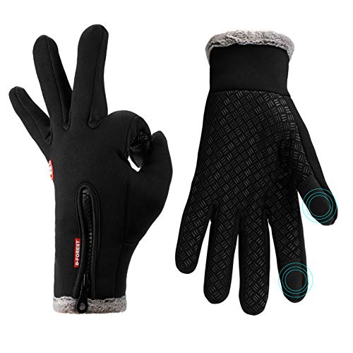 Lzfitpot Guantes de Invierno Cálido Impermeable Pantalla Táctil a Prueba de Viento Antideslizante,para Bicicleta,Moto y Correr al Aire Libre Guantes Calientes,Unisex