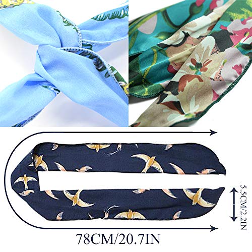 LZYMSZ 12PCS Twist Bow Bandas Para la Cabeza con Cable, Alambre de Hierro Anudado Banda Para Cabello Flor, Yoga Head Wraps Turbante Deportivo, Vintage Impreso Criss Cross(12-SS)