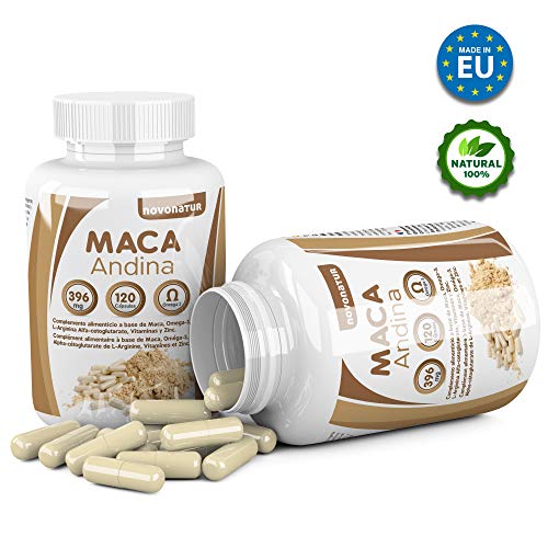 Maca andina negra con Omega 3, L-Arginina Alfa-cetoglutarato, Vitaminas y Zinc. Única Maca con Omega 3 del mercado. NOVONATUR. (120)