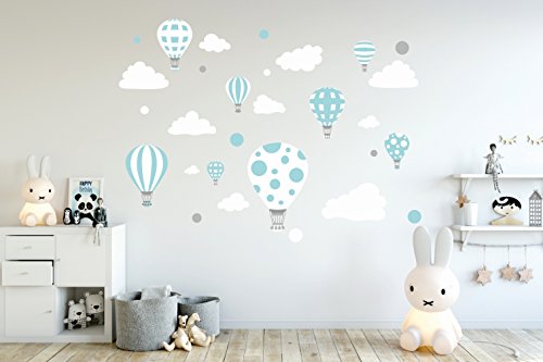 madras24 Etiqueta de la Pared Pegatinas de Pared Pegatinas para niños Globo Globos Nubes Nube Habitación para niños salón jardín de la Infancia Escuela decoración Sala de Estar (B3 XL)