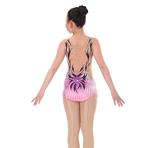 Maillots de Gimnasia rítmica Maillots de Gimnasia artística Maillot de Mujer for Mujer Rosa Alta Elasticidad Hecha a Mano Diamante Sombreado Sin Mangas Competencia Ballet Dance Training