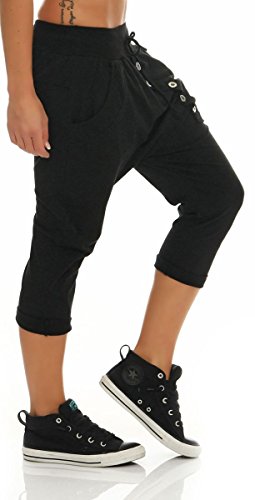 Malito Corto Boyfriend Pantalón con el botón 8015 Mujer Talla Única (Negro)