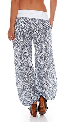 Malito Harem Pantalón con Orient Print Boyfriend Aladin Bombacho Sudadera Baggy Yoga 3488 Mujer Talla Única (Blanco)