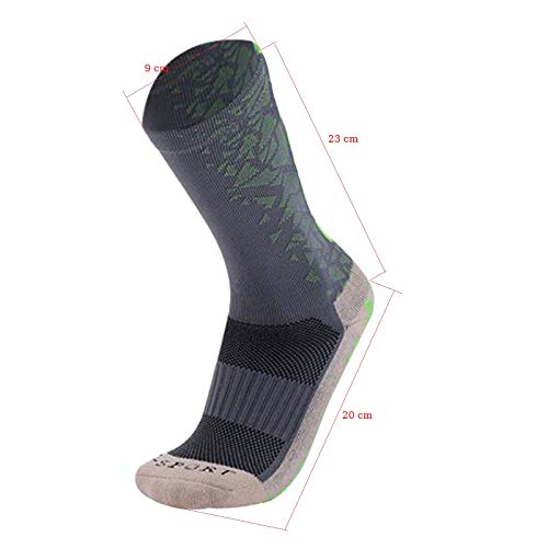 Manbozix Calcetines de Los Hombres Calcetines de Fútbol Calcetines Deportivos Antideslizantes Calcetines Transpirables Calcetines de Entrenamiento para Adultos 38-44, Verde Negro