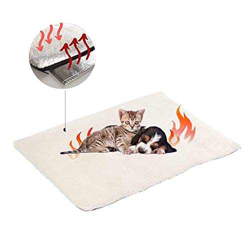 Manta autocalentable para Gatos & Perros,Manta Eléctrica para Mascotas Prueba de Agua Almohadillas,Manta térmica,sin Electricidad y baterías, Cojín de Calor,ecológico,60x45 cm