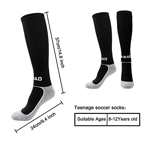 MaoXinTek Calcetines de Fútbol para Niños Compresión Deportes al Aire Libre de Medias de Soccer, Baloncesto, Lacrosse, Rugby, Hockey Atlético Socks Regalo para 8 a 12 Años Chicos, 3 Pares