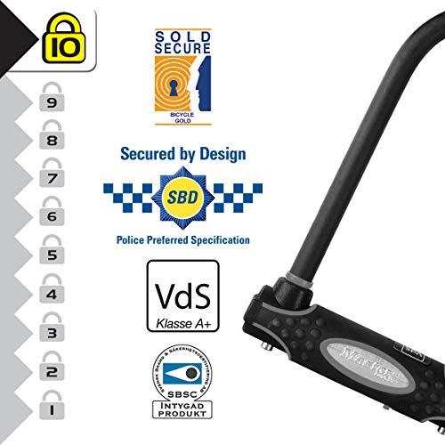 MASTER LOCK Candado Bicicleta U [Llave] [Soporte de Transporte] [Antirrobo Certificado] 8195EURDPRO - Ideal para Bicicleta, Bicicleta Electrica, Bicicleta Montaña