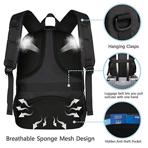 MATEIN Mochila Portatil Mochila Hombre Impermeable Mochila Ordenador Portatil 15.6 Pulgadas Mochila Portatil con Puerto USB Mochila Antirrobo del Negocio Trabajo Diario Viaje Escolares - Negro