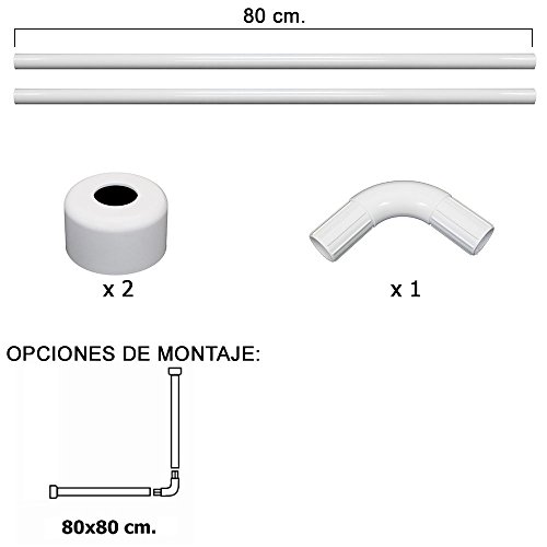 MAURER 4042200 Barra para Cortina Ducha Universal Aluminio Blanco 80x80 cm