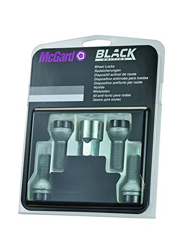 McGard 28018 SUB - Tornillos antirrobo para ruedas (base cónica, M14 x 1,5, longitud del vástago 26,7 mm, SW17), color negro