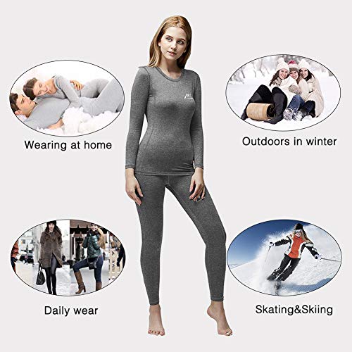 MeetHoo Conjunto Térmico Mujer Ropa Interior Termica Conjunto Camisetas Manga Larga + Pantalones Interiores Termicos Mujer Invierno Deporte para Esqui