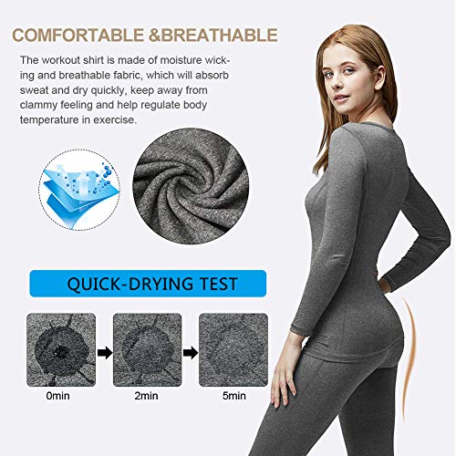 MeetHoo Conjunto Térmico Mujer Ropa Interior Termica Conjunto Camisetas Manga Larga + Pantalones Interiores Termicos Mujer Invierno Deporte para Esqui