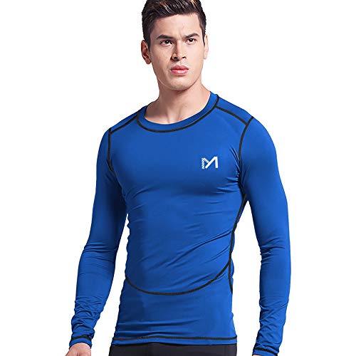 MEETYOO Camiseta Compresion Hombre, Ropa Deportiva Manga Larga Base Layers para Running Gym Ciclismo