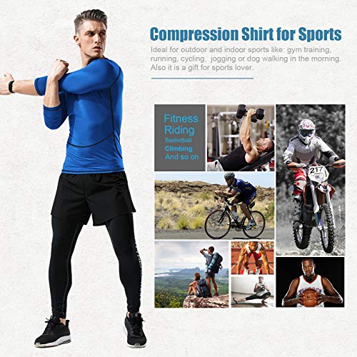 MEETYOO Camiseta Compresion Hombre, Ropa Deportiva Manga Larga Base Layers para Running Gym Ciclismo