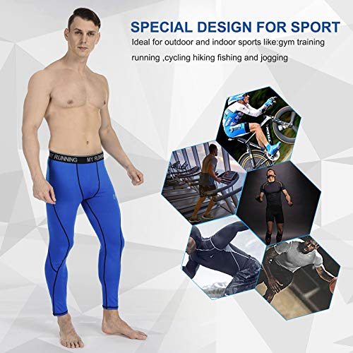 MEETYOO Leggings Hombre, Pantalón de Compresión Secado Rápido Pantalones Deporte Mallas Largas para Running Fitness Yoga