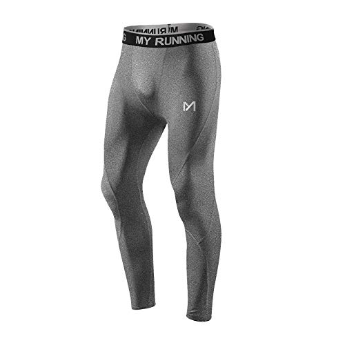 MEETYOO Leggings Hombre, Pantalón de Compresión Secado Rápido Pantalones Deporte Mallas Largas para Running Fitness Yoga