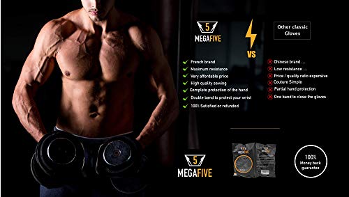 MEGAFIVE – Guantes Crossfit para Gimnasio Entrenamiento, la musculación, Fitness, Barra de tracción, Protege el muñecas para Hombre y Mujer (XL)