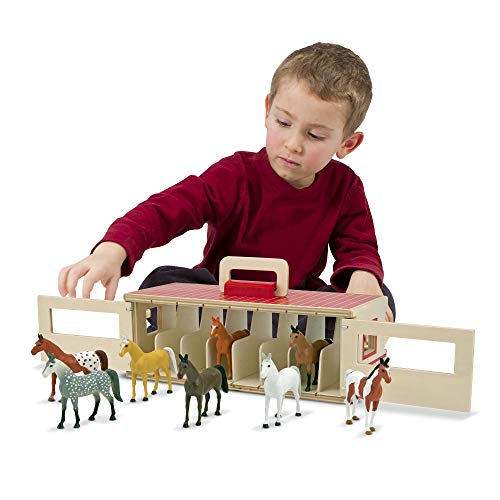 Melissa & Doug- Take-Along Show Horse Stables Establo de Caballos Juego, 3-7 Años, Multicolor (13744)