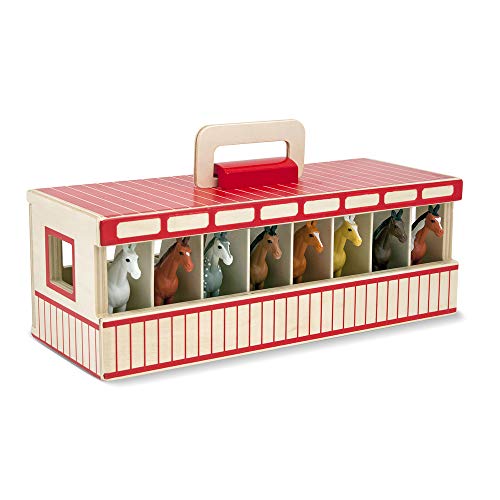 Melissa & Doug- Take-Along Show Horse Stables Establo de Caballos Juego, 3-7 Años, Multicolor (13744)