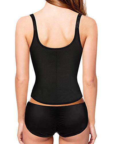 Memoryee Faja Reductora Mujer Camisetas Sauna Adelgazantes Cinturón de Entrenamiento para Mujeres Corsé/Negro/M