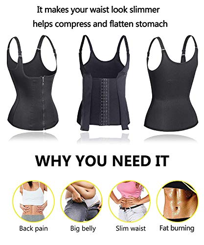 Memoryee Faja Reductora Mujer Camisetas Sauna Adelgazantes Cinturón de Entrenamiento para Mujeres Corsé/Negro/M