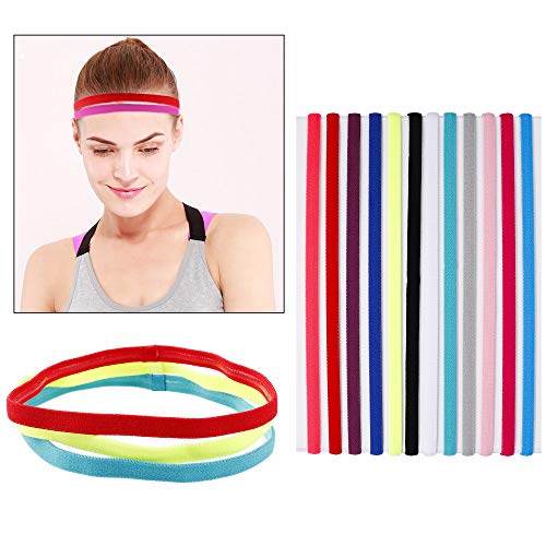 MengH-SHOP Diadema Deportiva Elásticas Deporte Cintas de Pelo Antideslizante para Mujeres Hombres Correr Yoga Golf Multicolor 12 Piezas