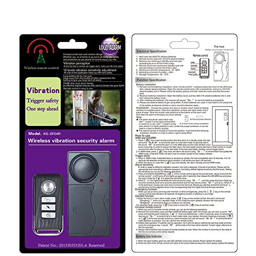 Mengshen Alarma de Vibración Inalámbrica, Alarma Antirrobo para Bicicleta/Motocicleta/Automóvil/Vehículos/Puerta/Ventana, 110db de Voz Alta (Control Remoto Incluido)