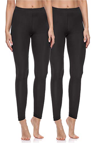 Merry Style Lote de 2 Leggins Largos Mallas Deportivas Mujer MS10-198 (Negro/Negro, L)